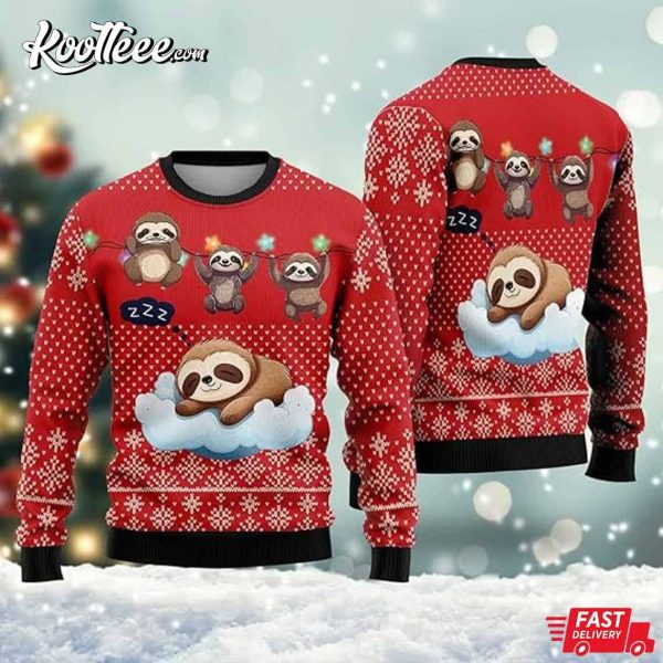 Cartoon Sloth Ugly Christmas Sweater
