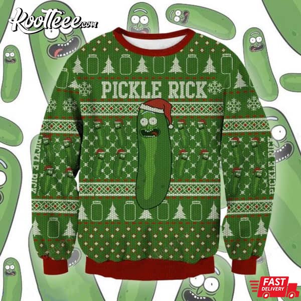 Pickle Rick Christmas Ugly Sweater
