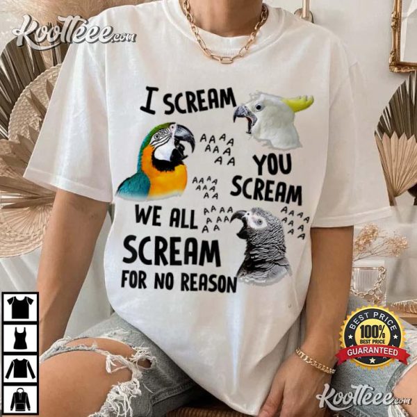 Parrot I Scream You Scream Funny T-Shirt