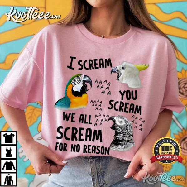 Parrot I Scream You Scream Funny T-Shirt