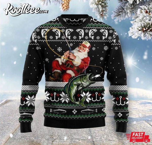 Santa Fishing Ugly Christmas Sweater