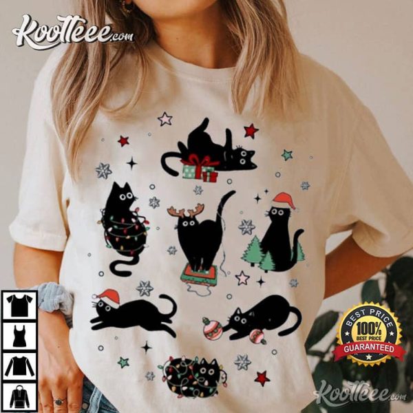 Christmas Black Cat Xmas Gift T-Shirt