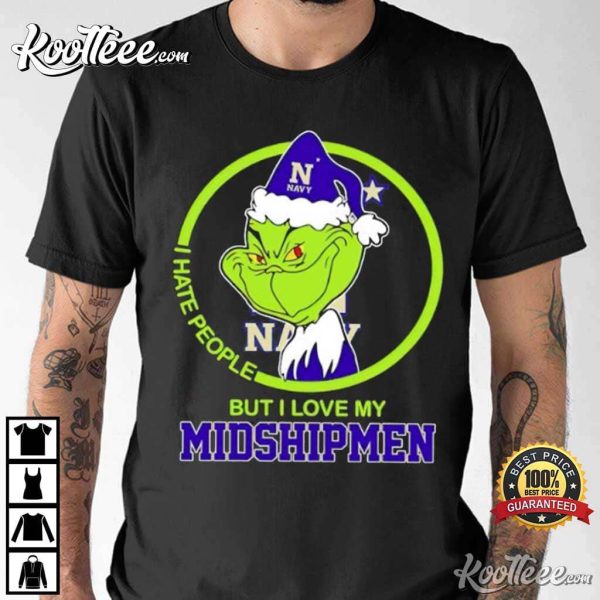 Grinch I Hate People But I Love My Navy Midshipmen T-Shirt