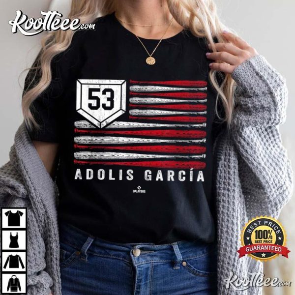 US Flag Baseball Stripes Adolis Garcia Texas MLBPA T-Shirt