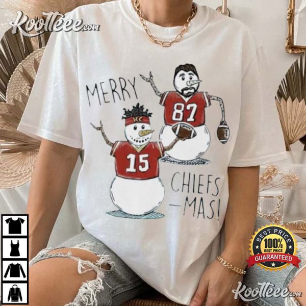 Patrick Mahomes Travis Kelce Snowman Merry Chiefs Mas T-Shirt