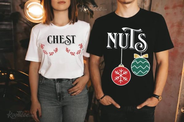 Chest Nuts Christmas Matching Couples Shirts