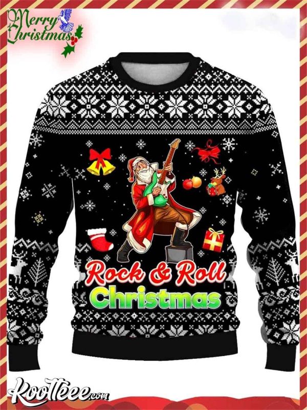 Christmas Rock And Roll Santa Ugly Sweater