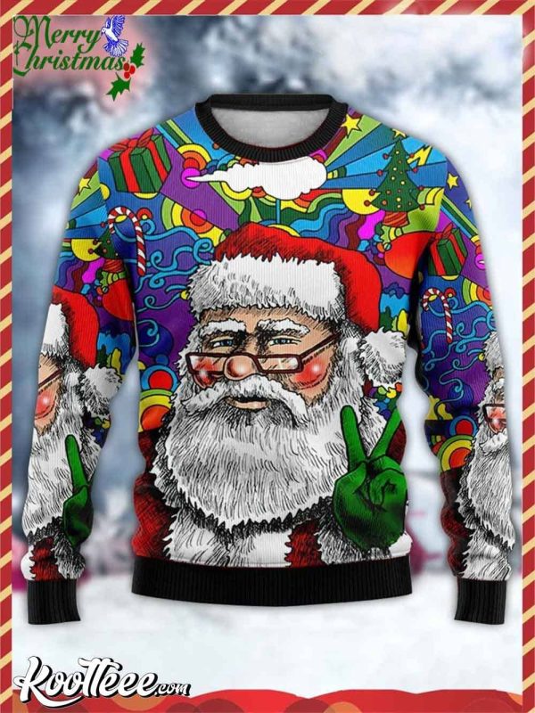 Hippie Santa Ugly Christmas Sweater