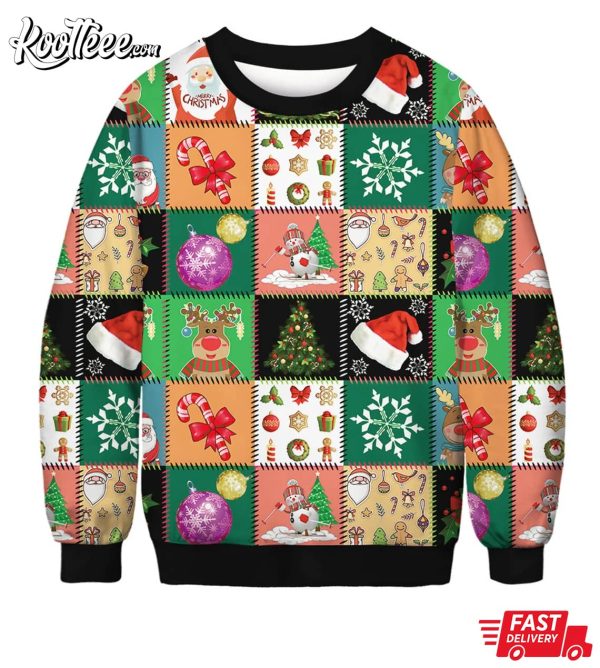 Christmas Icons Grid Multi Element Ugly Sweater