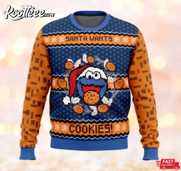 Cookie Monster Santa Wants Cookies Ugly Sweater