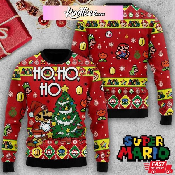 Super Mario Ho Ho Ho Ugly Christmas Sweater