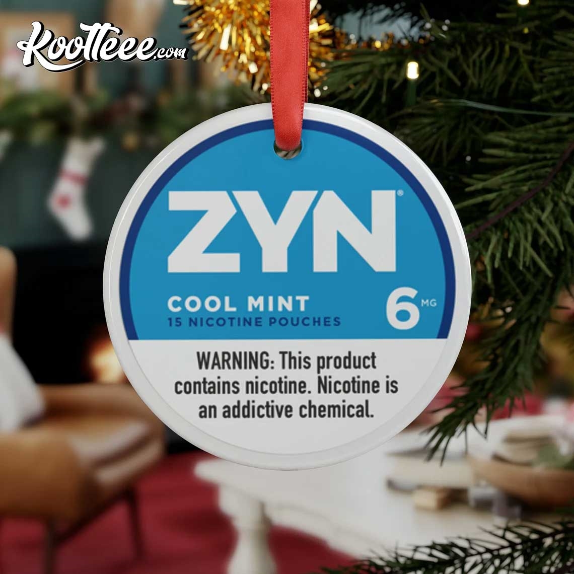 Zyn Cool Mint Christmas Metal Ornament 