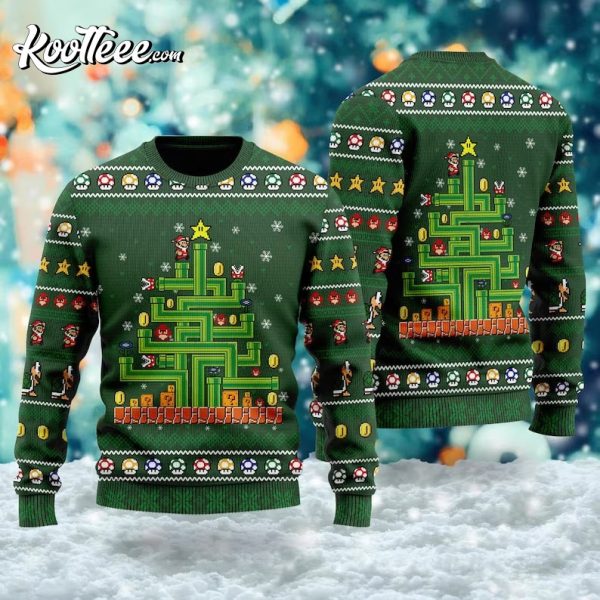 Mario Christmas Tree Ugly Sweater