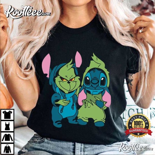 Grinch And Stitch Christmas Gift T-Shirt