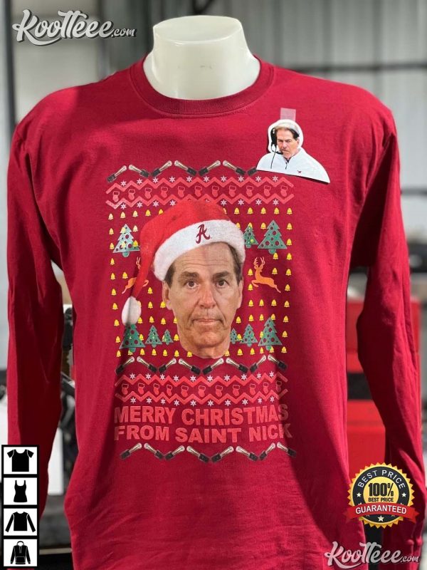 Nick Saban Merry Christmas From Saint Nick T-Shirt