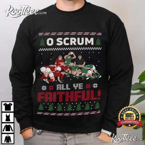 O Scrum All Ye Faithful Rugby Christmas T-Shirt