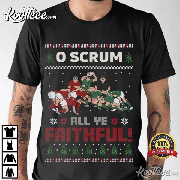 O Scrum All Ye Faithful Rugby Christmas T-Shirt