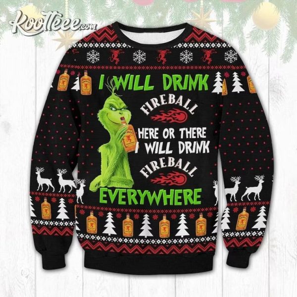 Fireball Funny Grinch Ugly Christmas Sweater