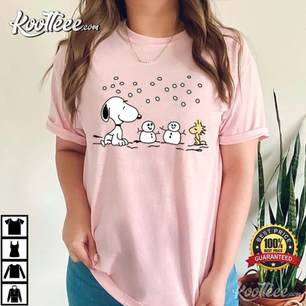 Snoopy With Snowman Christmas T-Shirt