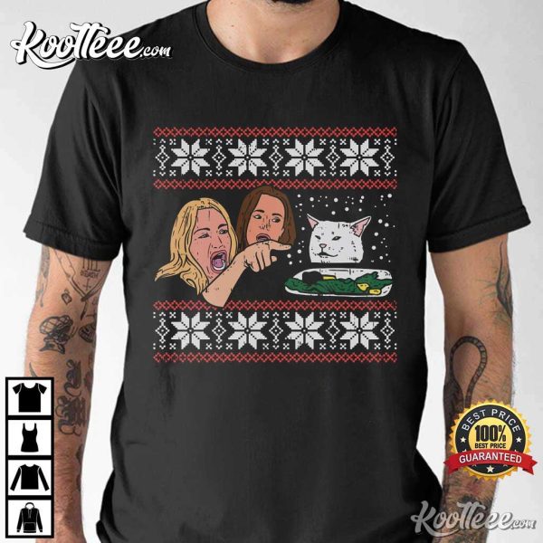 Woman Yelling At Cat Meme Christmas T-Shirt
