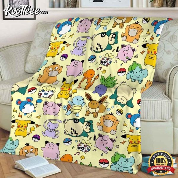 Pokemon Pikachu Eevee Snorlax Charmander Gengar Fleecee Blanket