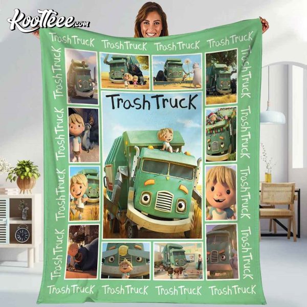 Trash Truck Birthday Gift Fleece Blanket