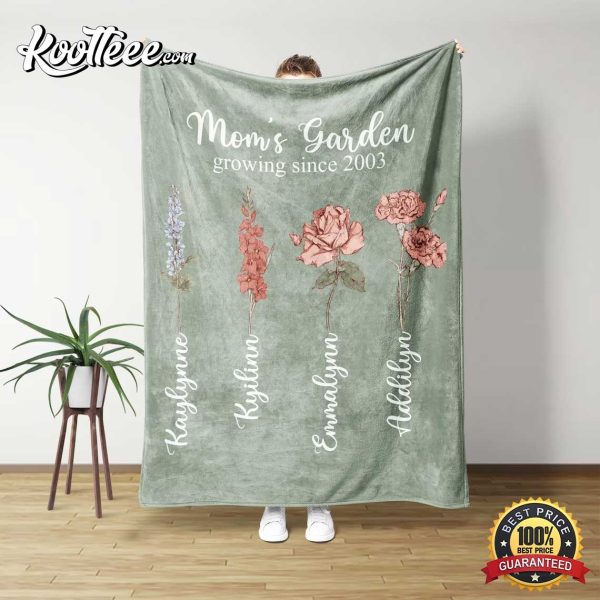 Mom’s Flower Garden Custom Name Blanket