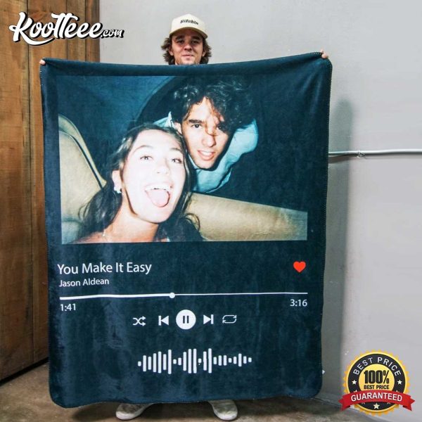 Custom Photo and Spotify Favorite Song Fleece Blanket