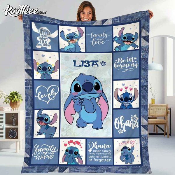 Stitch Personalized Family Member Name Fleece Blanket