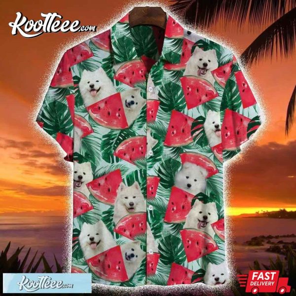 Samoyed Dog Lover Tropical Watermelon Hawaiian Shirt