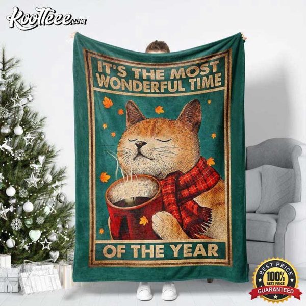 Most Wonderful Time Of The Year Cat Fleece Blanket