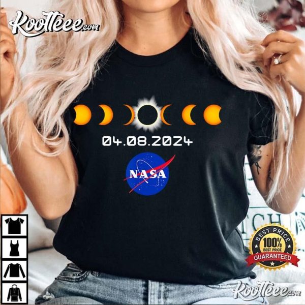 Nasa 2024 Total Solar Eclipse Moon Phase T-Shirt