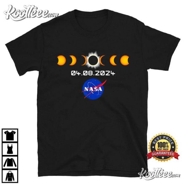 Nasa 2024 Total Solar Eclipse Moon Phase T-Shirt