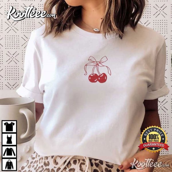 Valentines Coquette Cherry Ribbon Lovecore T-Shirt
