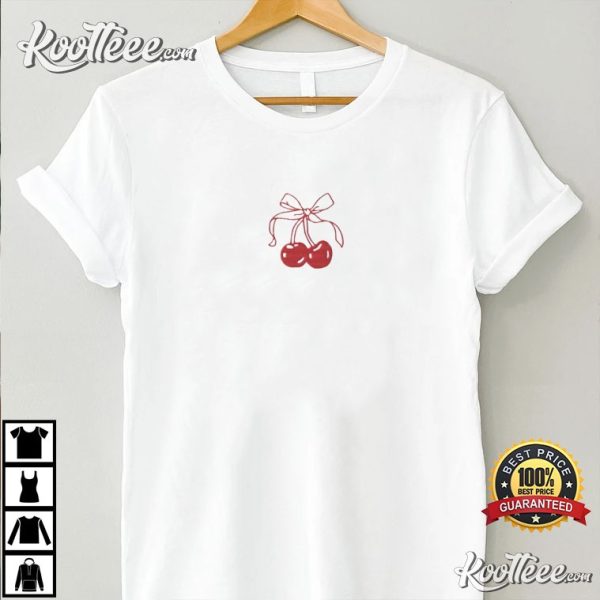 Valentines Coquette Cherry Ribbon Lovecore T-Shirt