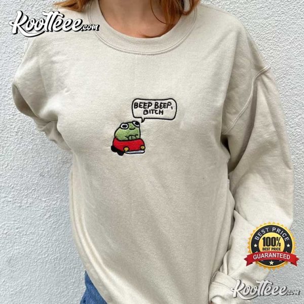 Funny Frog Embroidered Sweatshirt