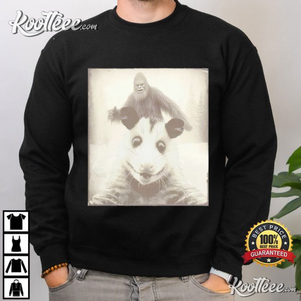 Opossum And Bigfoot Selfie T-Shirt