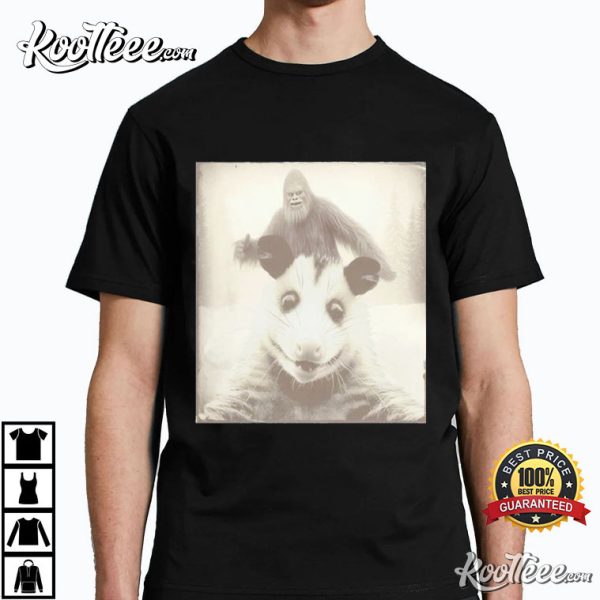 Opossum And Bigfoot Selfie T-Shirt