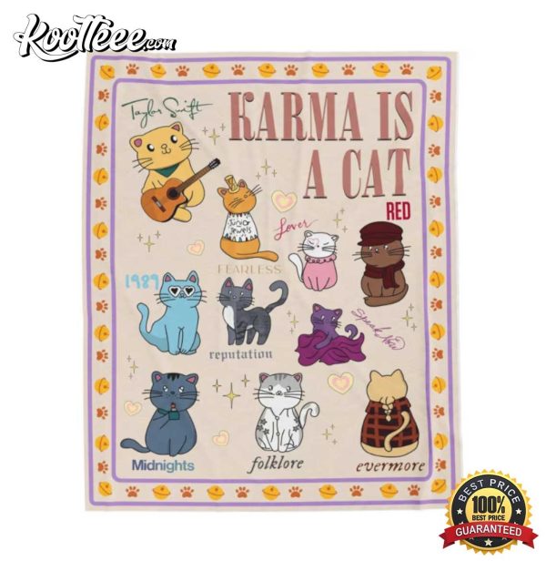 Karma Is A Cat Taylor The Eras Tour Fleece Blanket