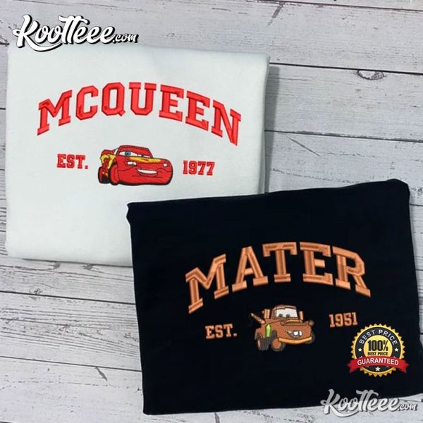 Cars McQueen x Mater x Sally Couple Embroidered Sweatshirts