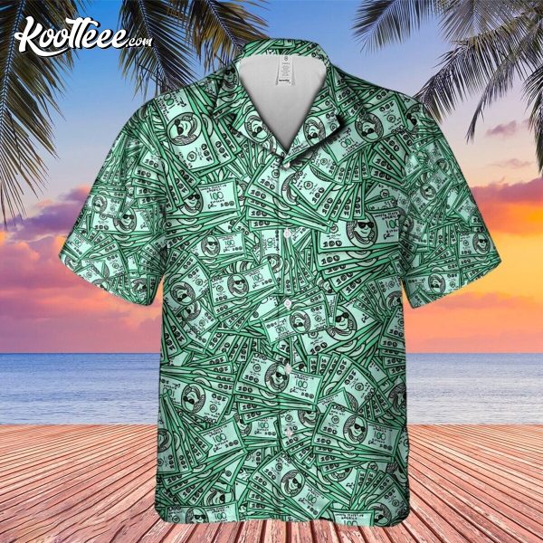Green Hundred Dollar Bill Print Hawaiian Shirt