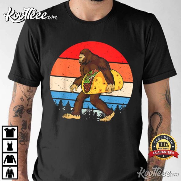 Bigfoot Holding Taco Funny Taco Lover T-Shirt
