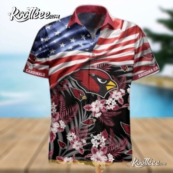 Vintage Arizona Cardinals Flag And Flowers Hawaiian Shirt