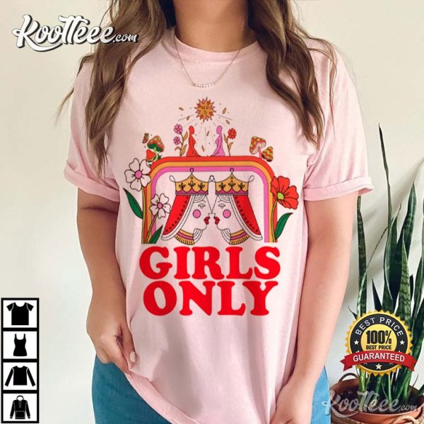 Girls Only Lesbian Pride Cards Retro T-Shirt