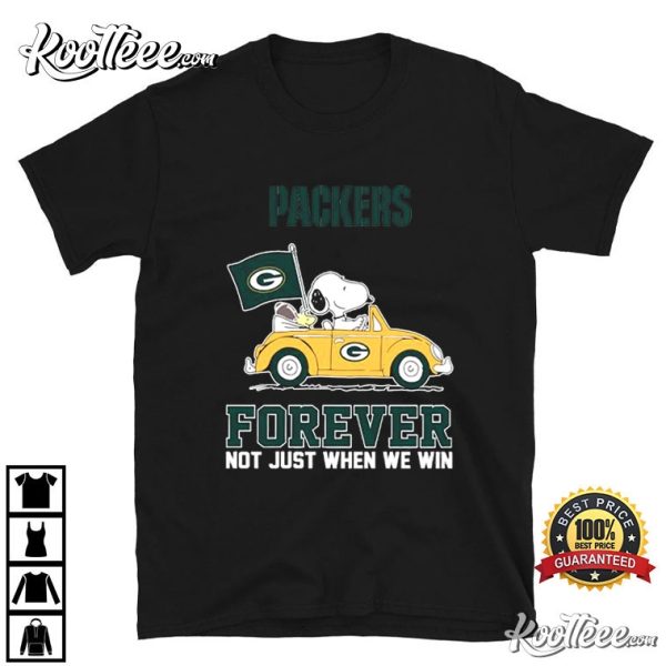 Green Bay Packers Forever Snoopy And Woodstock Driving Car T-Shirt