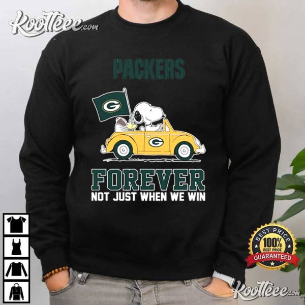Green Bay Packers Forever Snoopy And Woodstock Driving Car T-Shirt