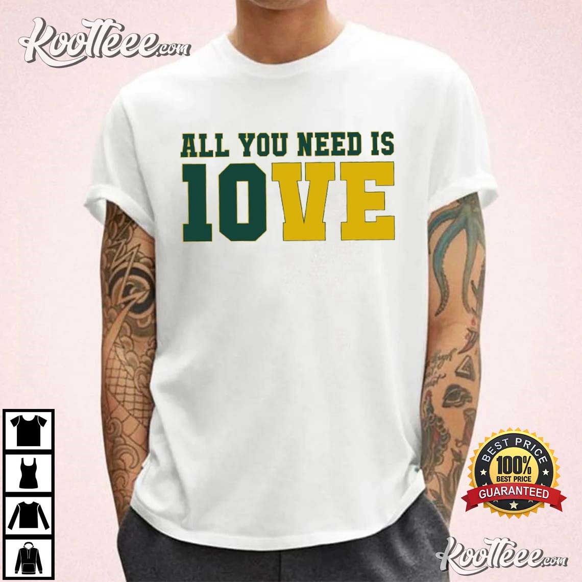 Green Bay Packers All You Need Is Love T-Shirt