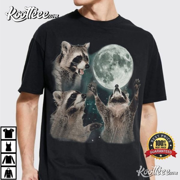 Three Raccoons Moon Vintage Graphic T-Shirt