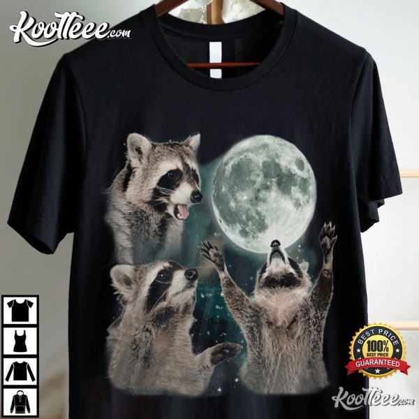 Three Raccoons Moon Vintage Graphic T-Shirt