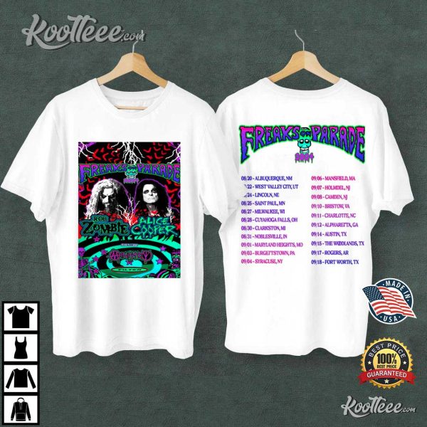 Rob Zombie And Alice Cooper Freaks On Parade Tour 2024 T-Shirt